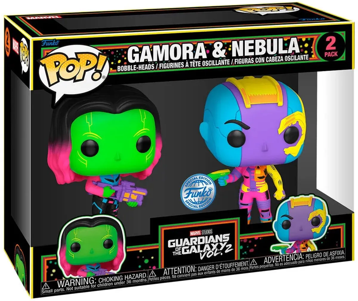 Funko Pop! Marvel Guardians of the Galaxy Vol. 2 Gamora & Nebula - Blacklight 2-Pack - afbeelding 4 van 5