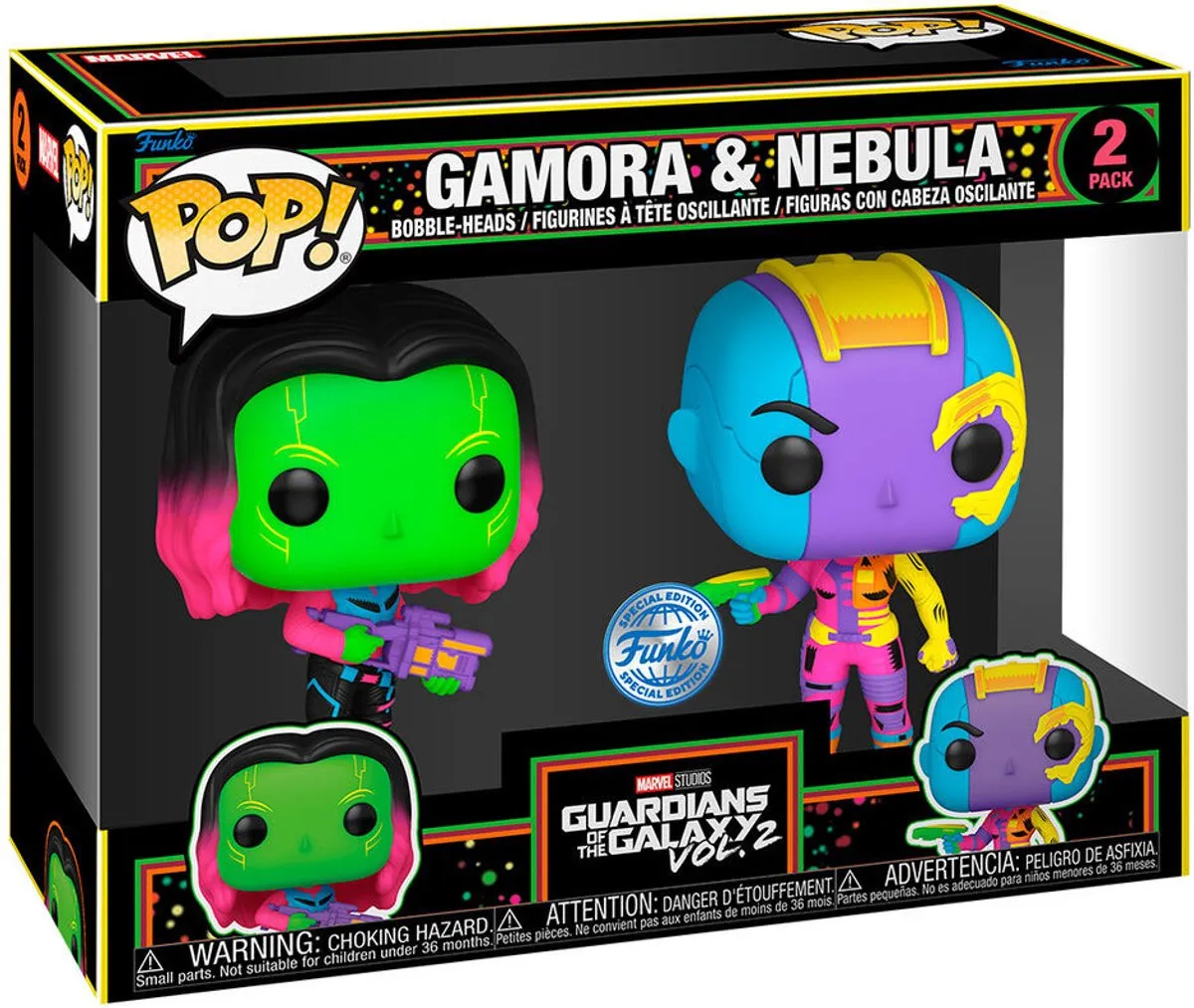 Funko Pop! Marvel Guardians of the Galaxy Vol. 2 Gamora & Nebula - Blacklight 2-Pack - afbeelding 3 van 5