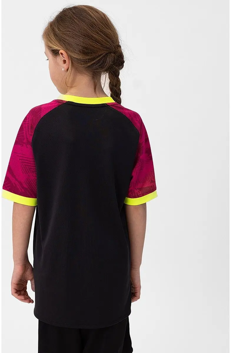 Jako Iconic Shirt Korte Mouw Kinderen 164 - Zwart/Pink/Fluogeel