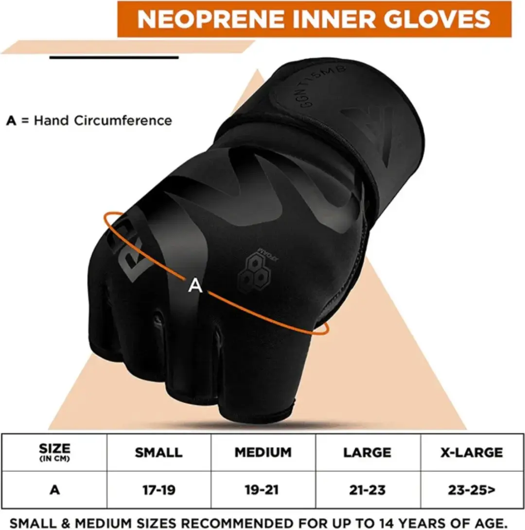 RDX Sports T15 Binnenhandschoenen 14 oz - Matzwart