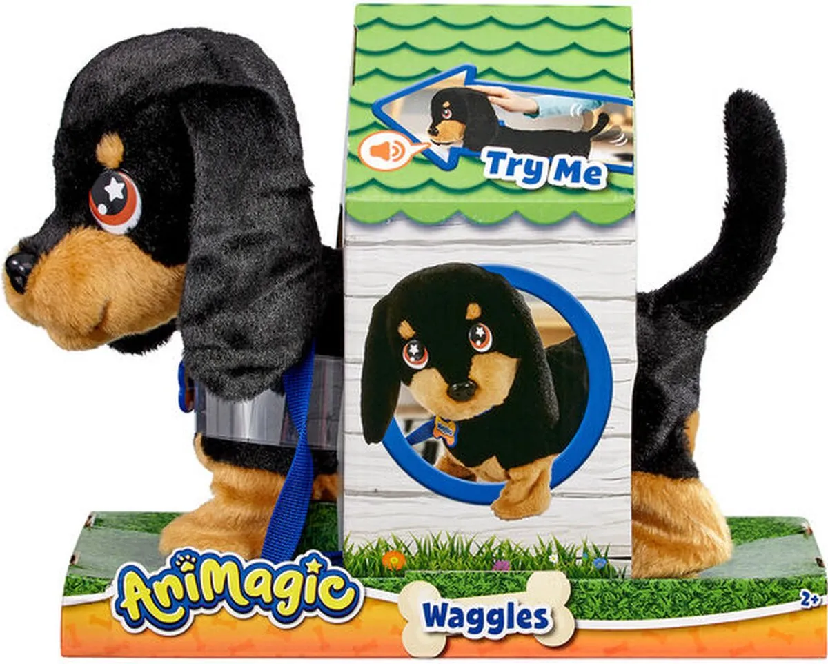 Goliath Animagic Waggles Knuffelhond - Multicolor
