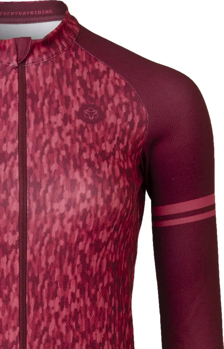 AGU Melange Fietsshirt Dames Lange Mouwen - Rood XL