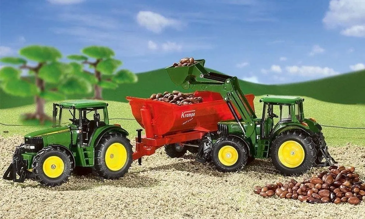 SIKU 3652 John Deere Tractor met Voorlader 1:32 - Metaal/Kunststof - Groen/Geel