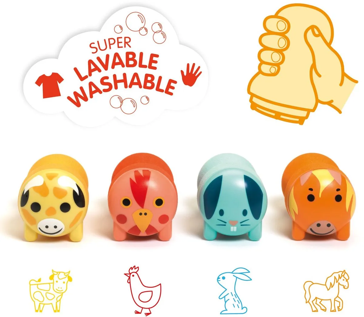 Djeco Stempelset Farm Animals - Meerkleurig - afbeelding 3 van 3