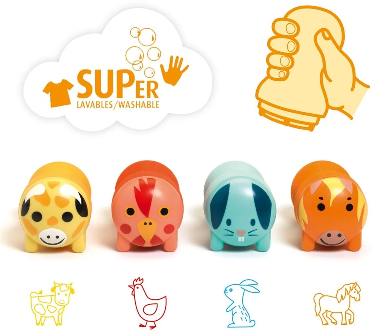 Djeco Stempelset Farm Animals - Meerkleurig - afbeelding 2 van 3
