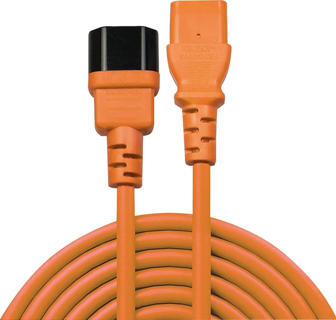 Lindy Stroom Verlengkabel C14-C13 10A 2.0m - Oranje