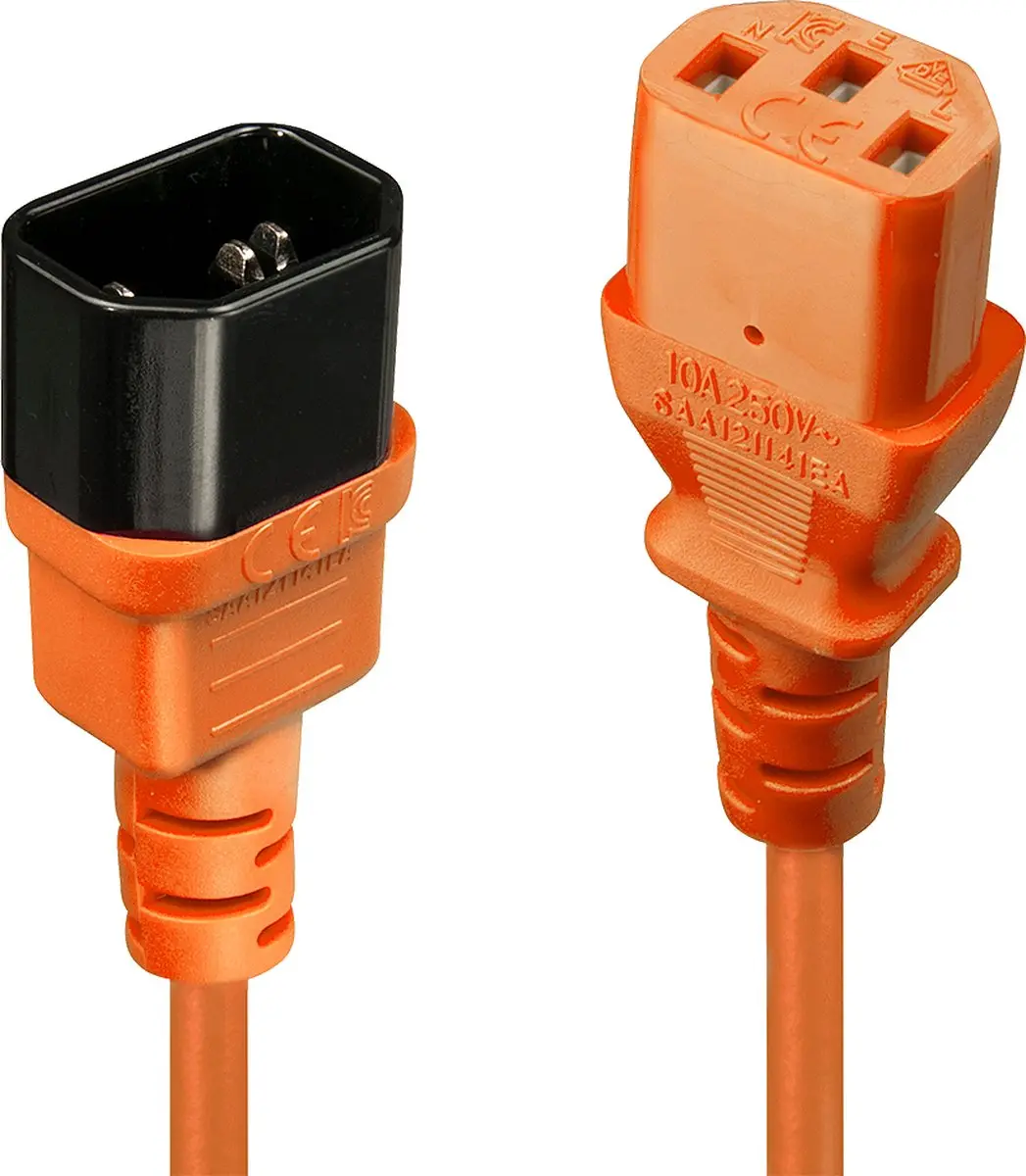 Lindy Stroom Verlengkabel C14-C13 10A 2.0m - Oranje