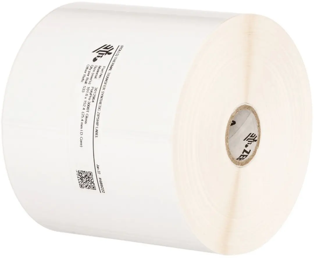 Zebra, labelrol, synthetisch, 102mm, 102x76mm, wit