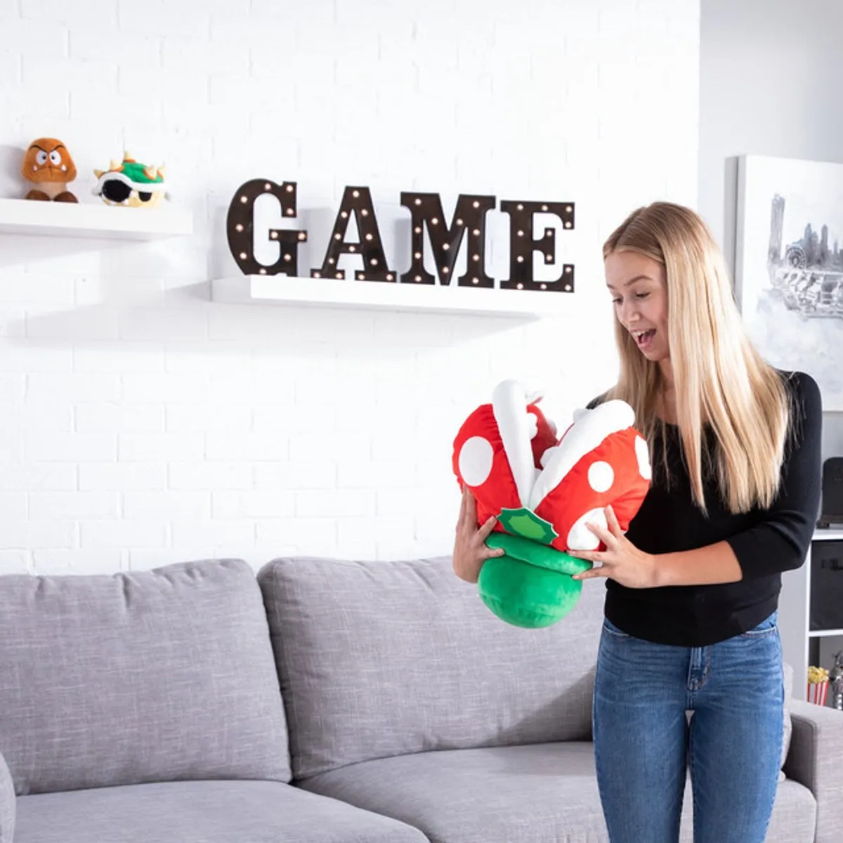 Nintendo Super Mario Piranha Plant Plush Mocchi Mocchi - 37x25cm - Multicolor