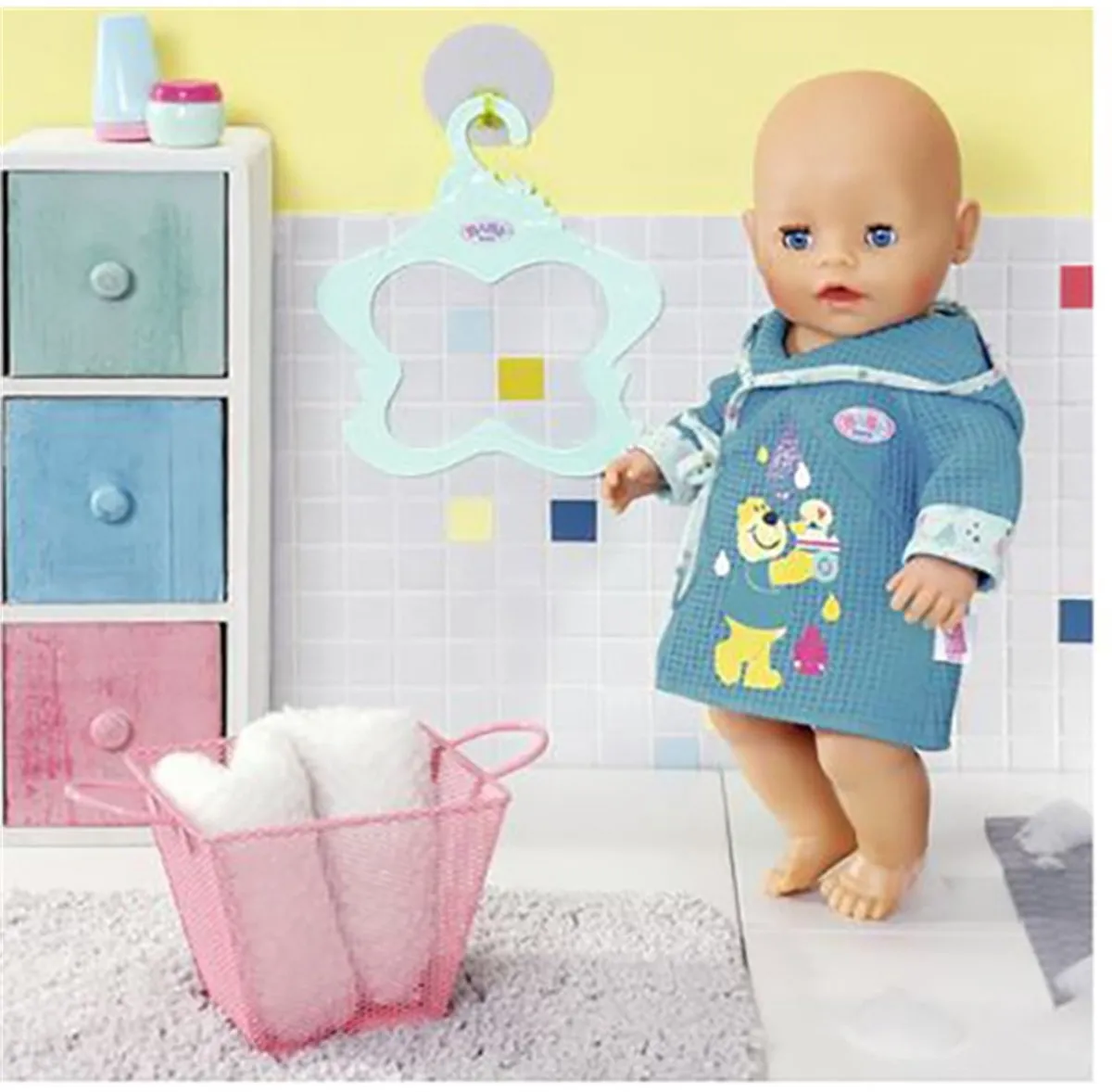 Baby Born Bathrobe 43cm - Roze/Blauw