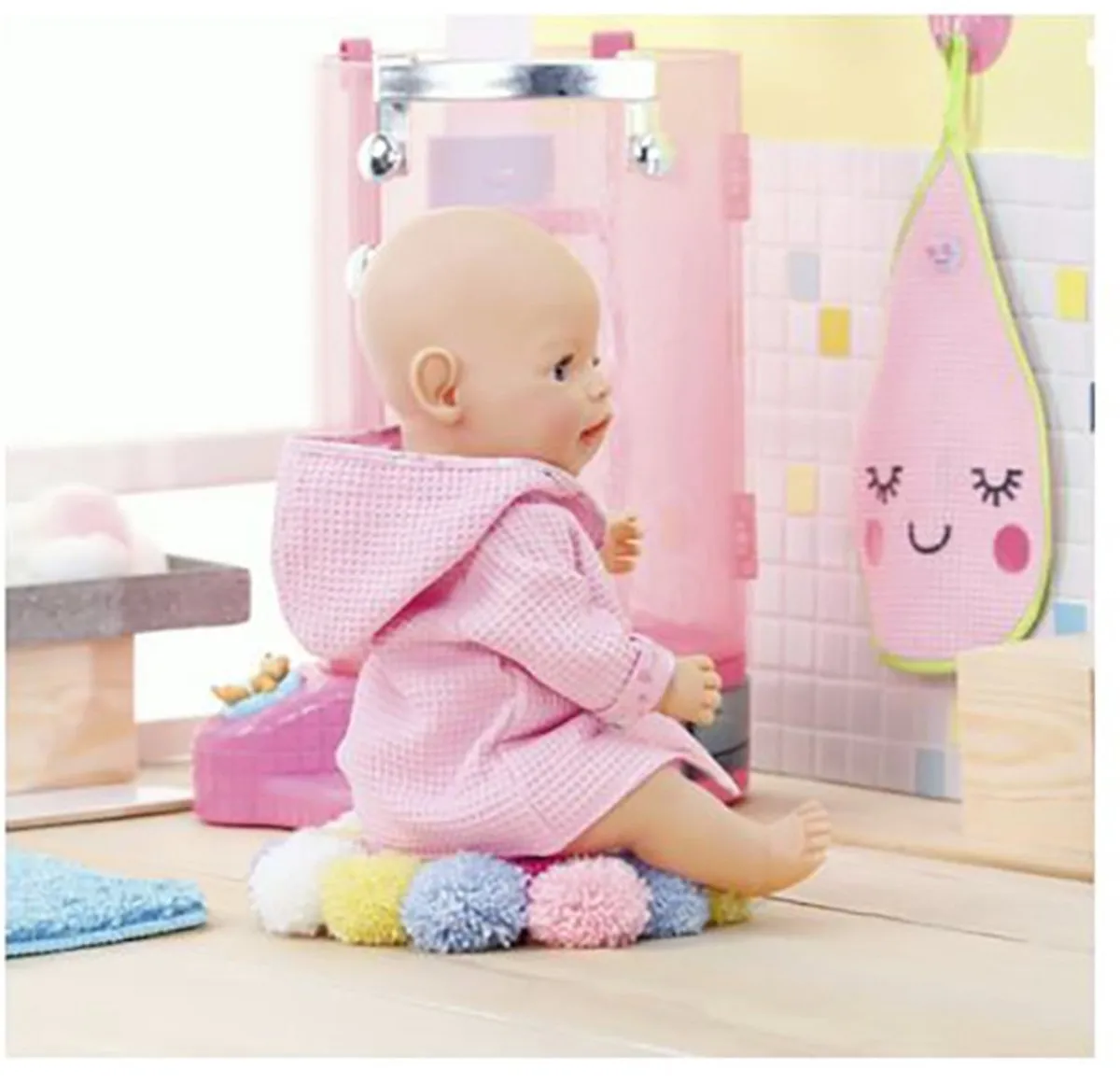 Baby Born Bathrobe 43cm - Roze/Blauw