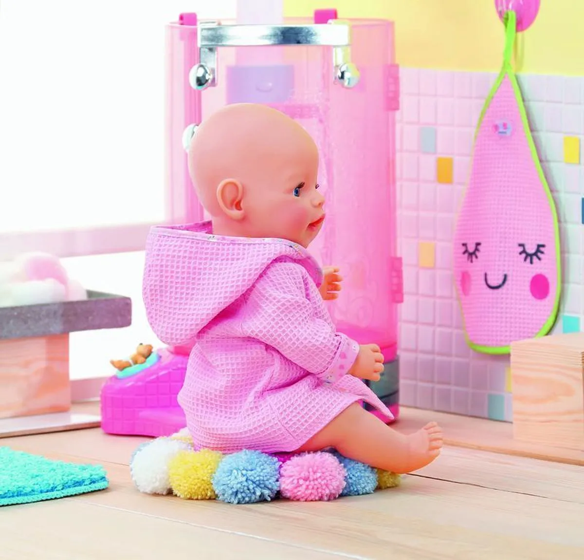 Baby Born Bathrobe 43cm - Roze/Blauw