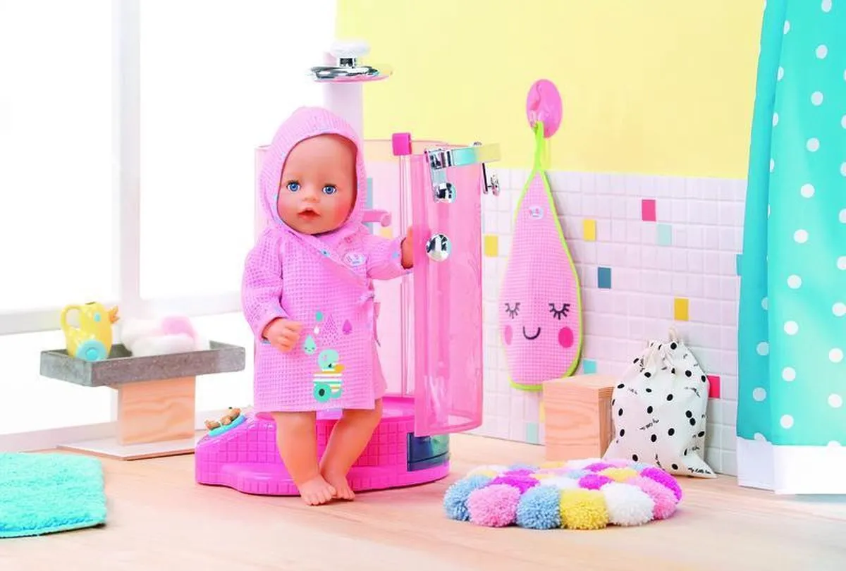 Baby Born Bathrobe 43cm - Roze/Blauw - afbeelding 6 van 6