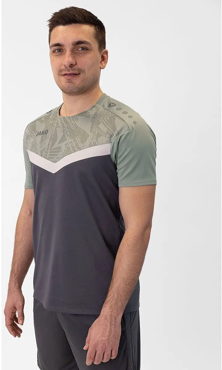 JAKO Iconic T-Shirt Heren - Zachtgrijs/Mintgroen - S