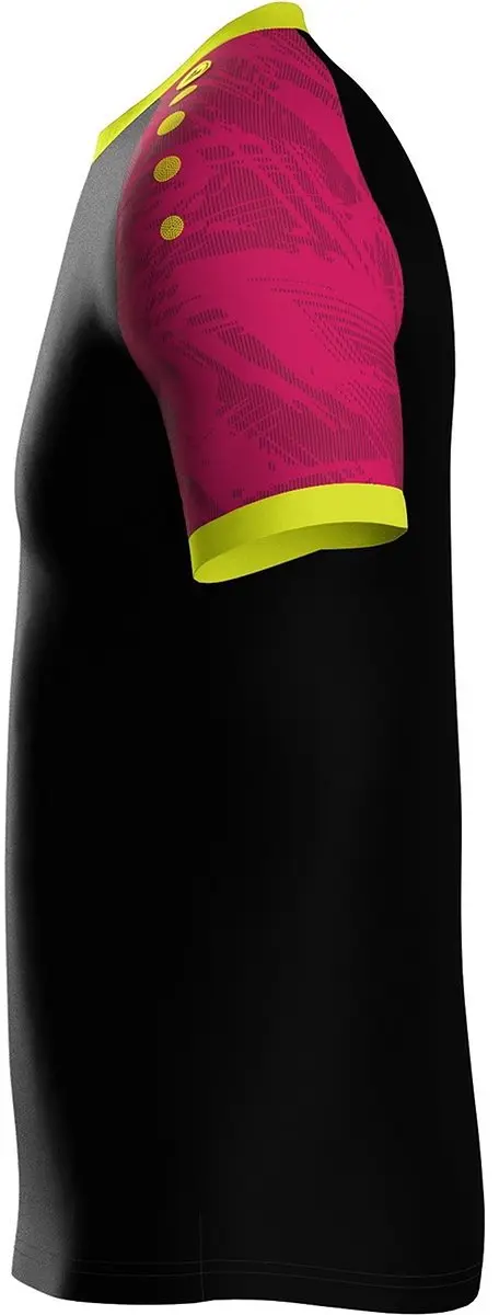 JAKO Iconic Shirt Heren Korte Mouw - XXL - Zwart/Pink/Fluogeel