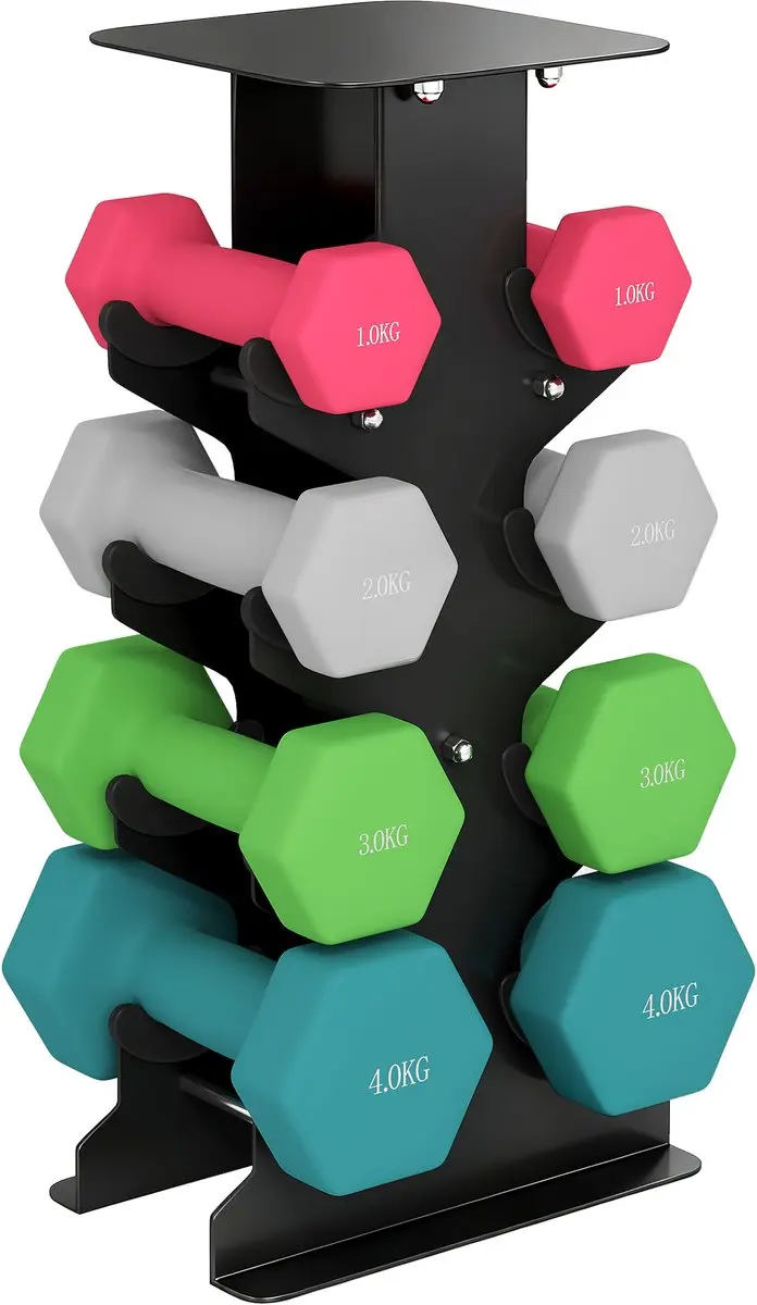 SPORTNOW Dumbbell Set-Metaal, Kunststof-21L x 14B x 42H cm-Roze+Grijs+Lichtgroen