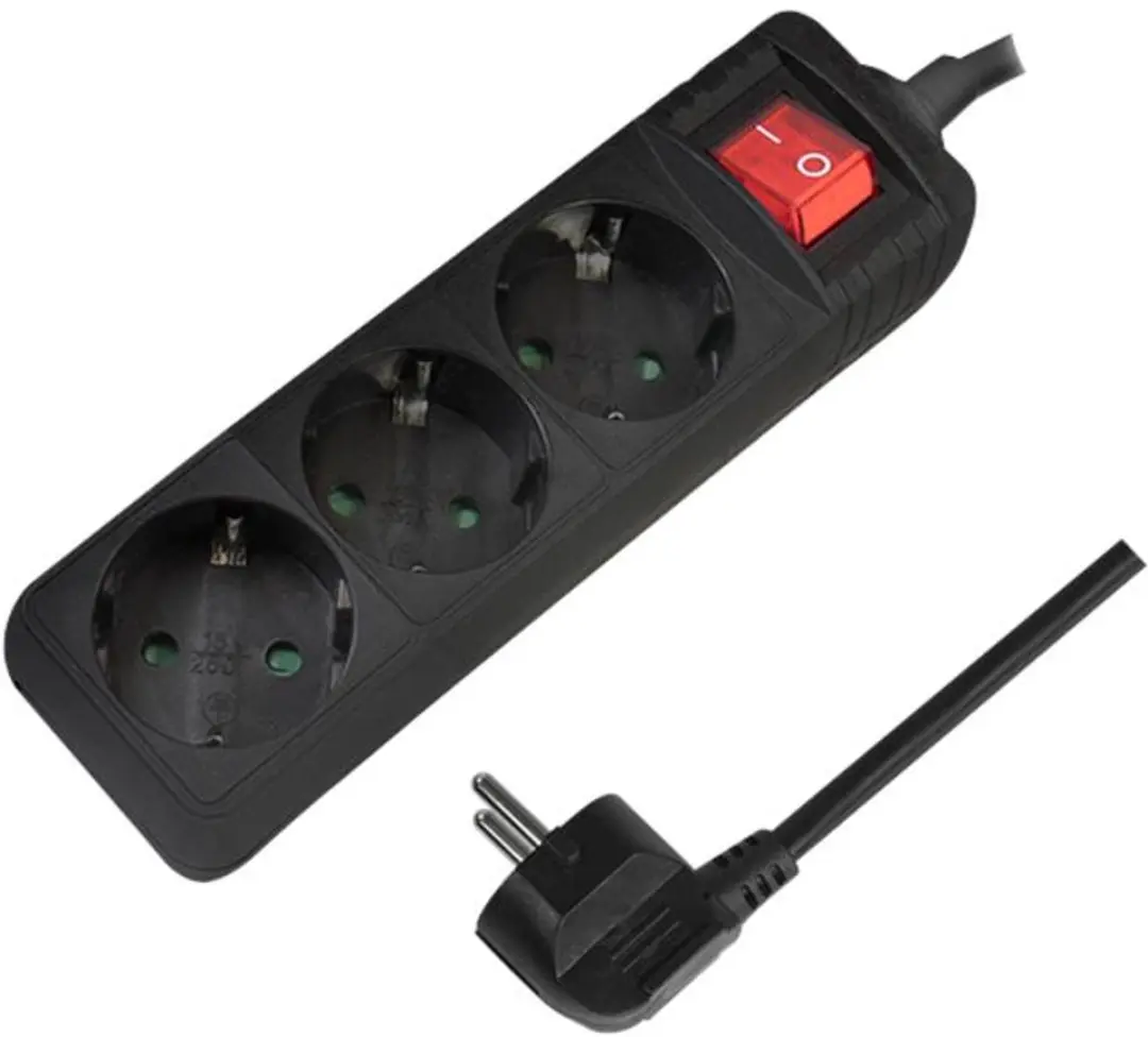 Logilink LPS206B Stekkerdoos met schakelaar - 3 stopcontacten