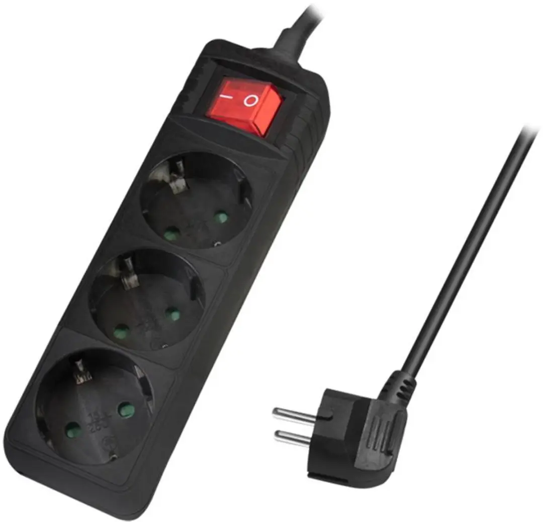 Logilink LPS206B Stekkerdoos met schakelaar - 3 stopcontacten