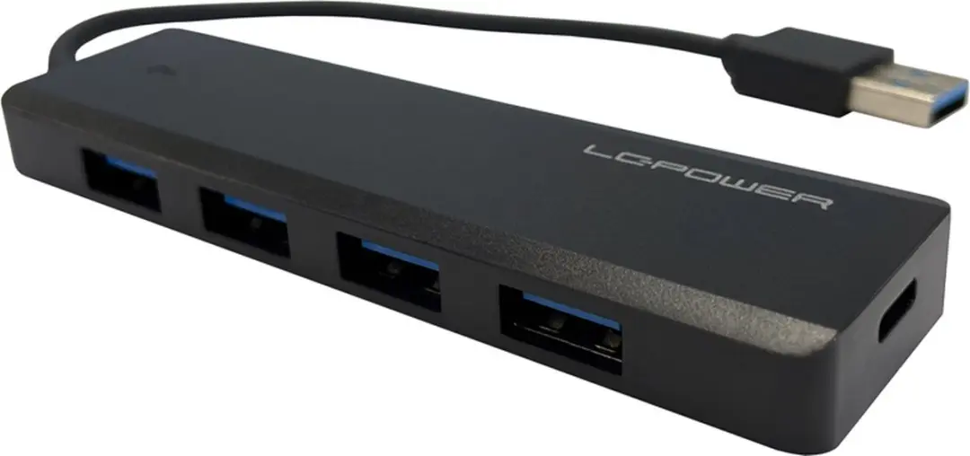 LC Power LC-HUB-U3-4-V2 USB 3.2 Hub - 4x Type-A + 1x Type-C - Zwart