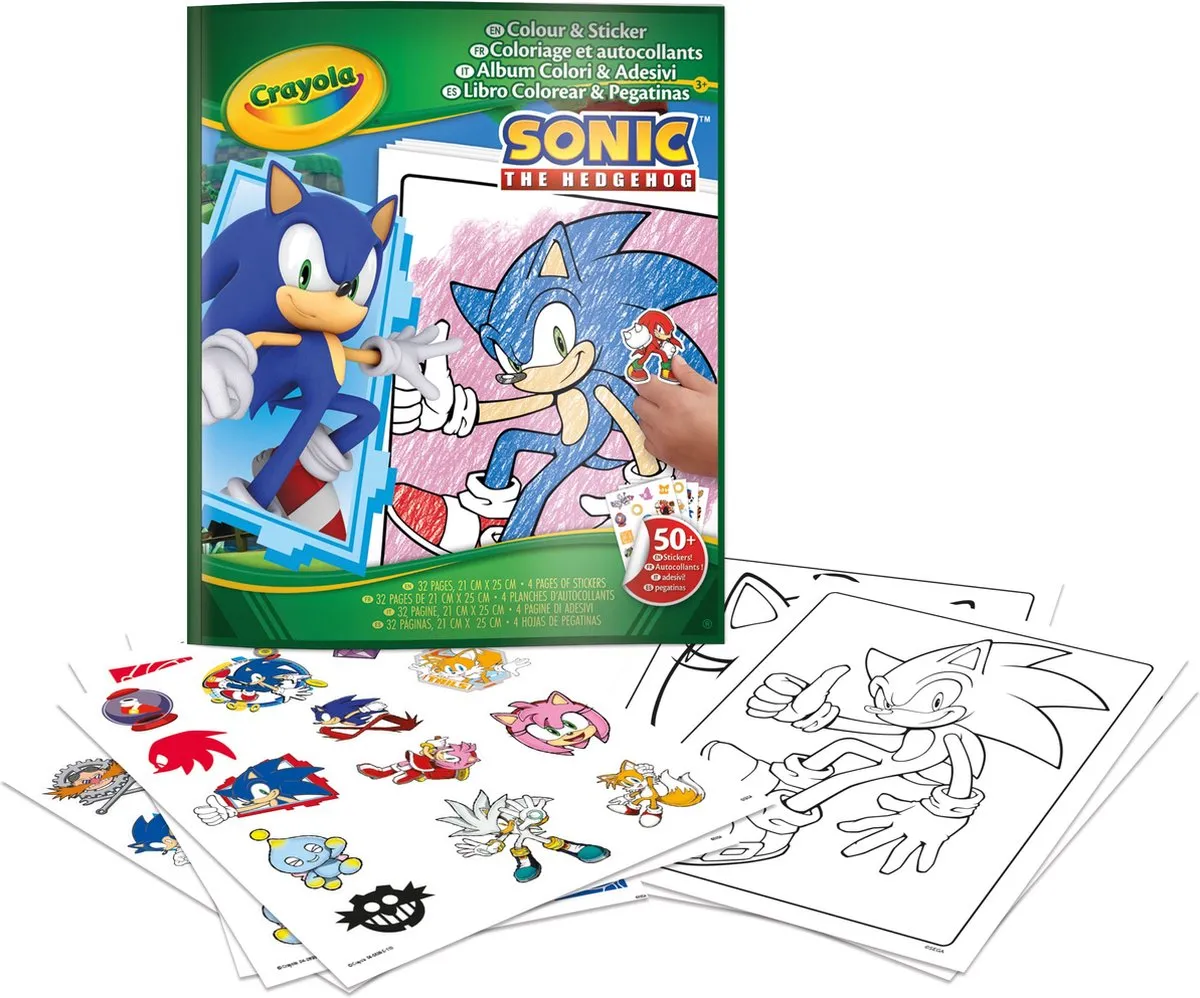 Crayola Sonic Kleurboek - 32 Platen Veelkleurig - 4 Stickervellen