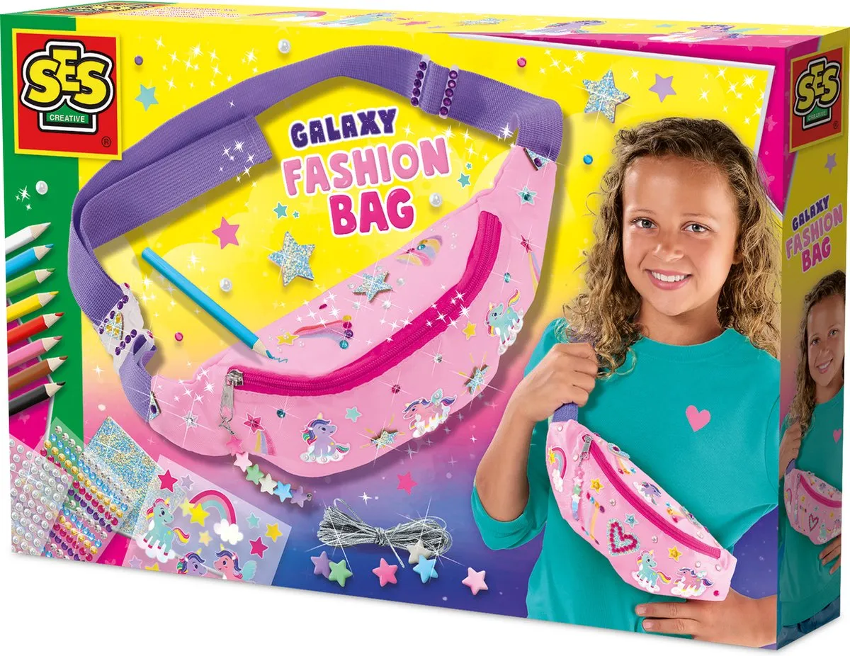SES Creative Galaxy Heuptas - Knutselen met Stickers & Kralen - Paars