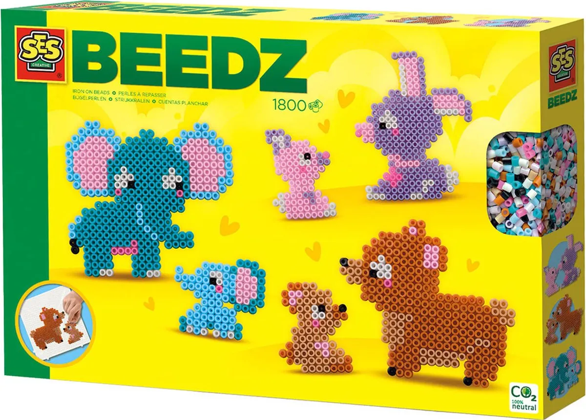 SES Creative Beedz Schattige Familie Dieren Strijkkralen - 2100 Stuks - 12 Kleuren