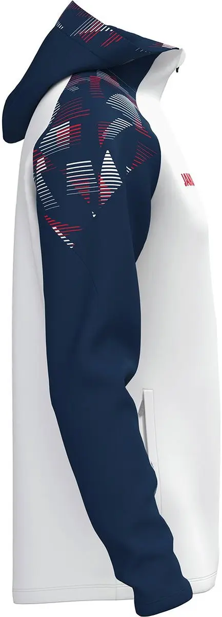 JAKO Sonic Jas Met Kap Heren - M - Wit/Marine/Rood