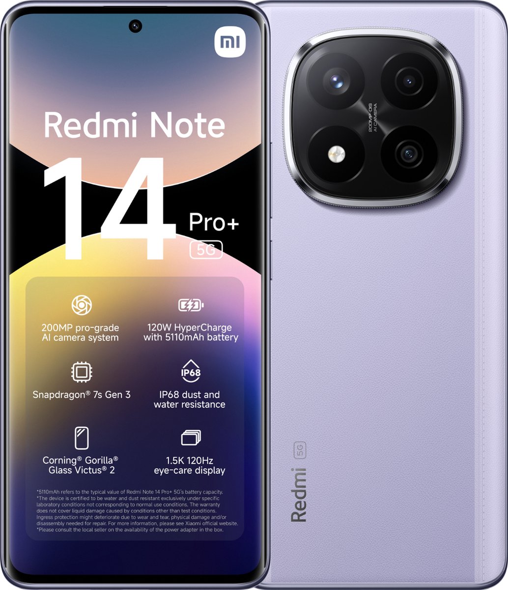 Xiaomi Redmi Note 14 Pro+ - 5G - 8GB/256GB - Lavender Paars