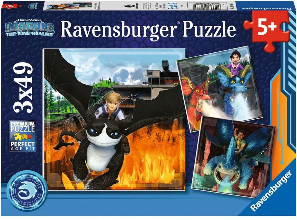 Ravensburger Dragons 3 Puzzels - 349 Stuks - Multicolor
