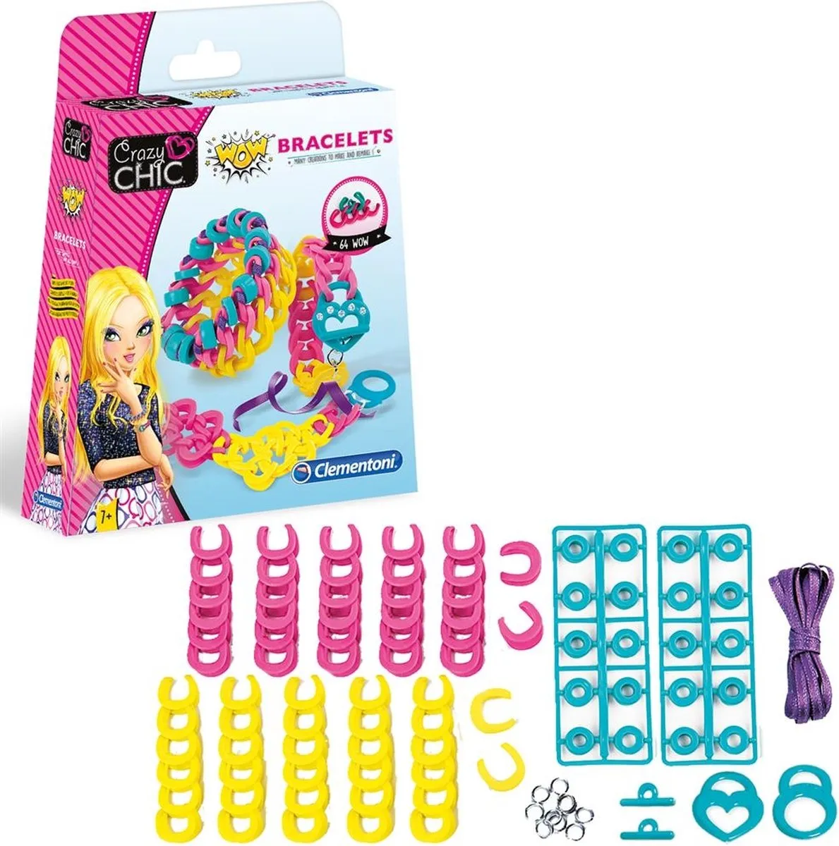 Clementoni Crazy Chic Elastiek Knutselset Armbanden - 93 Stuks - Multicolor
