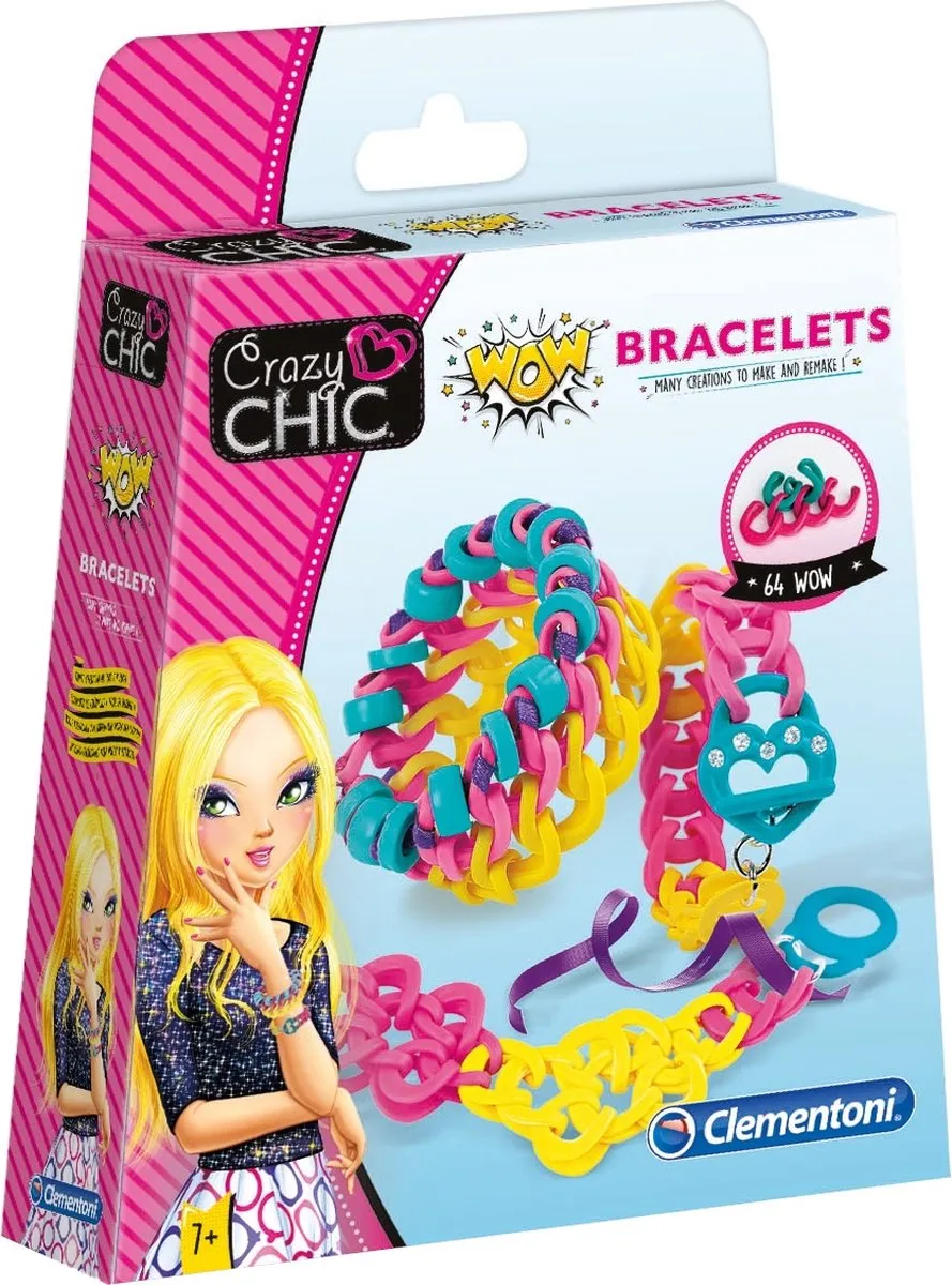 Clementoni Crazy Chic Elastiek Knutselset Armbanden - 93 Stuks - Multicolor