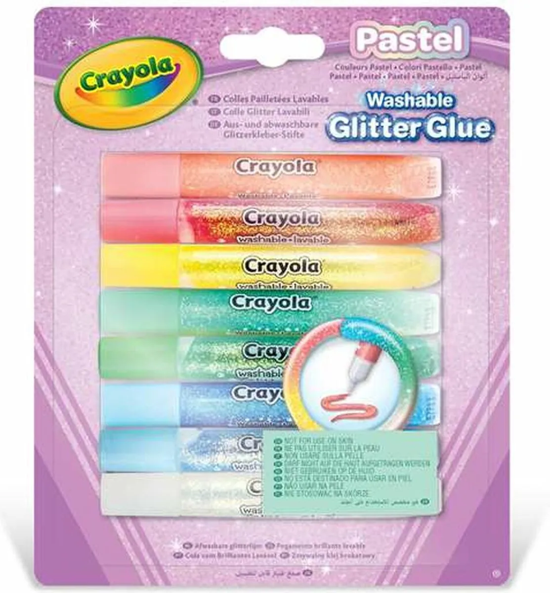 Crayola Afwasbare Glitterlijm Pastel - 8 Stuks 80ml