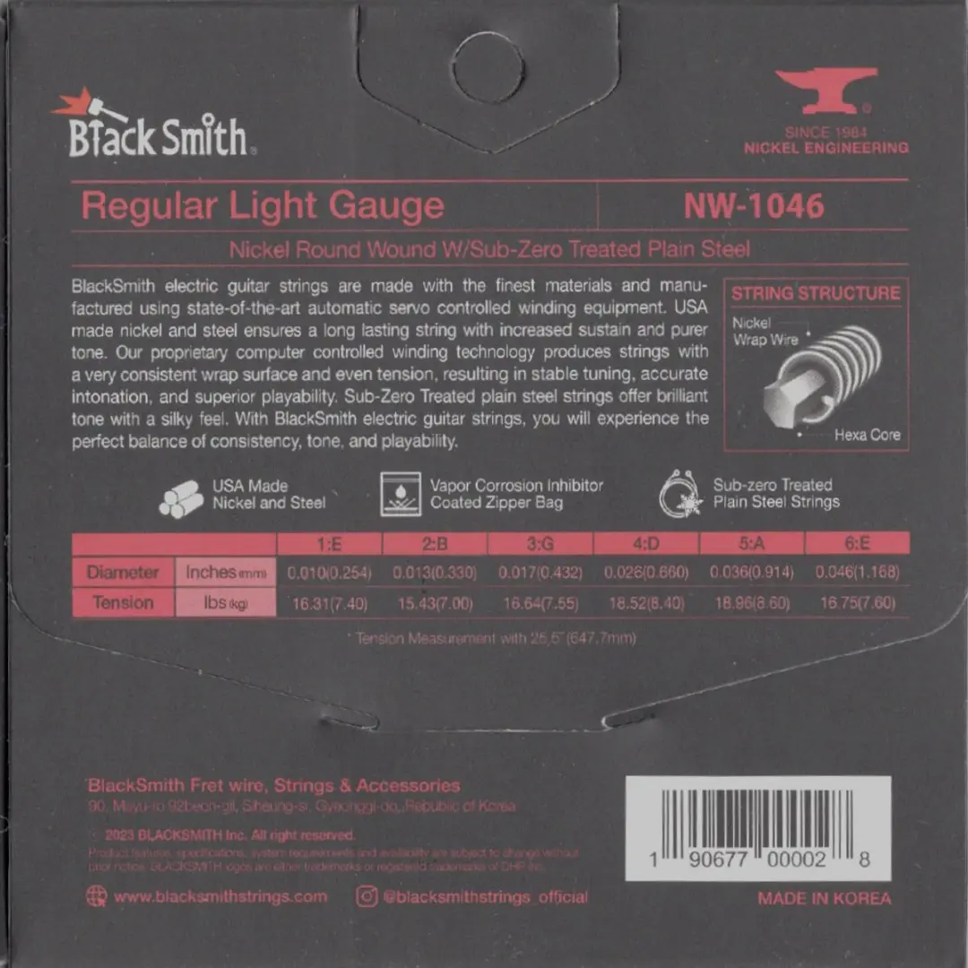 Blacksmith NW-1046 Elektrische Gitaarsnaren 1 Paar - Zilver