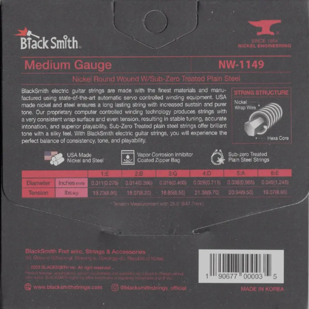 Blacksmith NW-1149 Elektrische Gitaarsnaren - Zilver