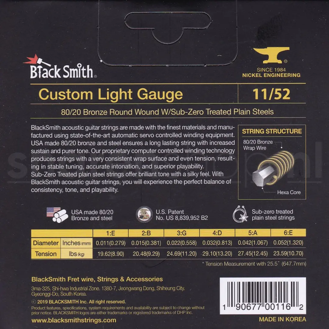 Blacksmith BR-1152 Snaren Akoestische Gitaar - Custom Light - Brons