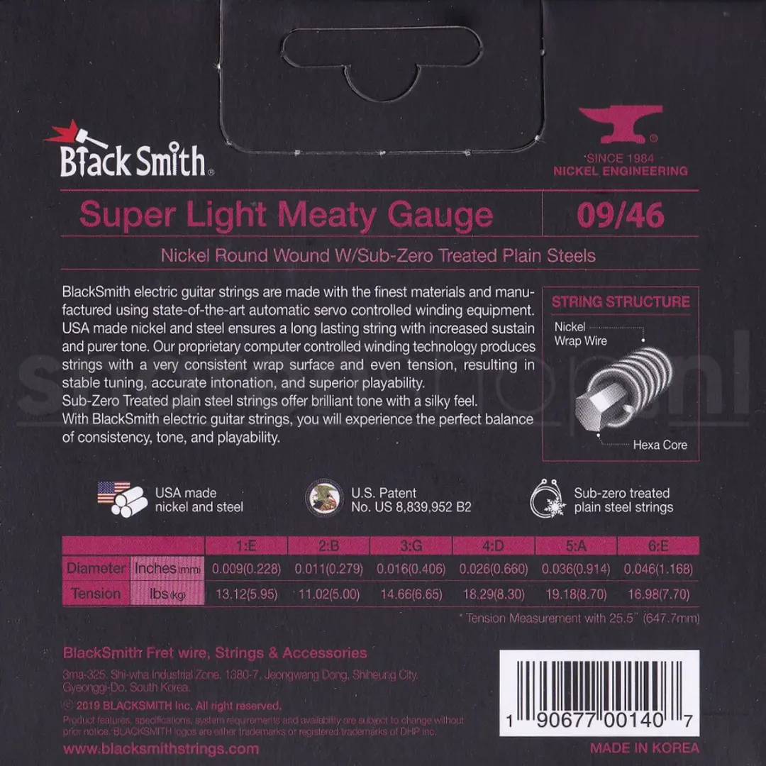 Blacksmith NW-0946 Elektrische Gitaarsnaren 9-46 - Zilver