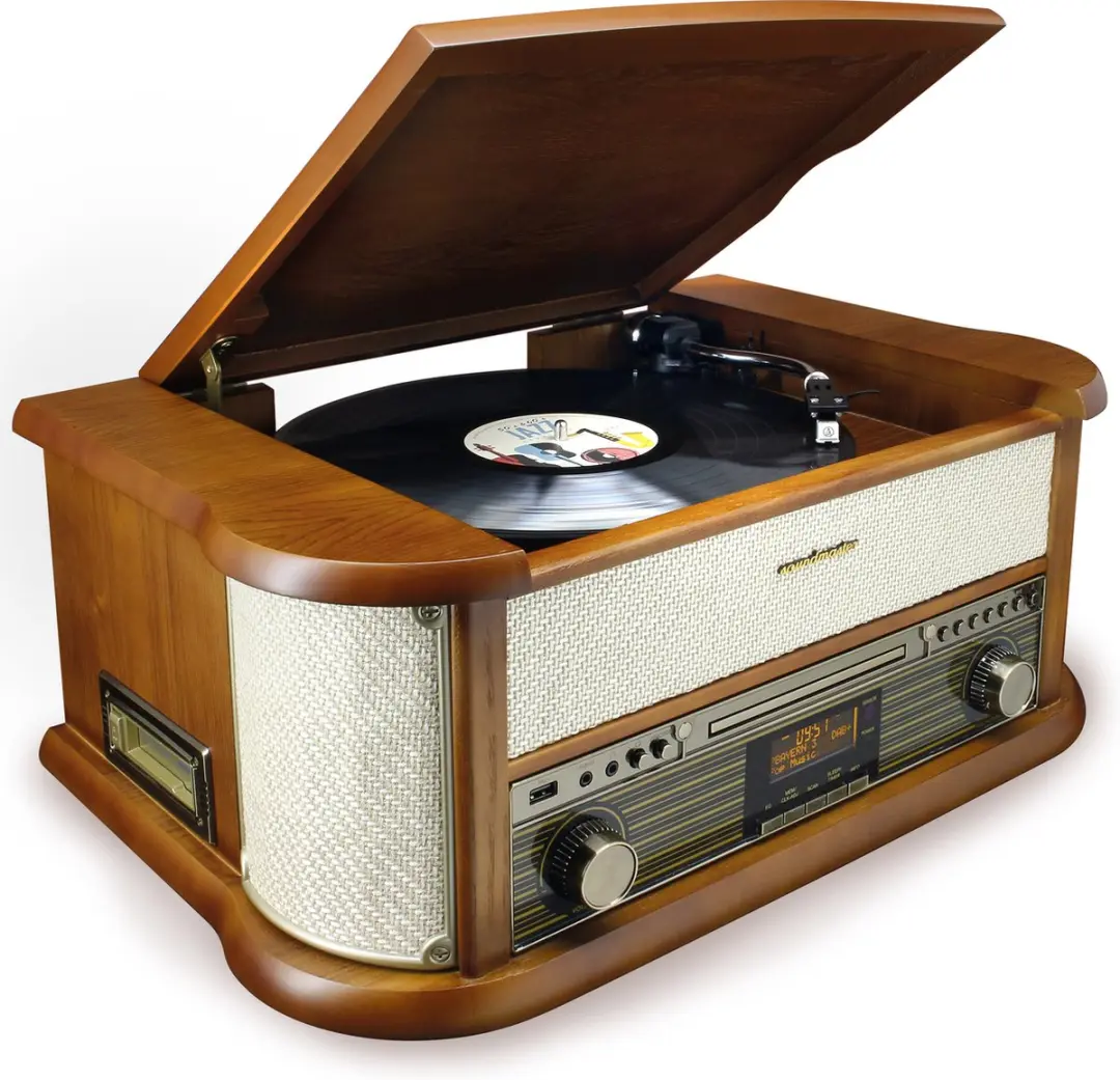 Soundmaster NR566BE Nostalgisch stereo muziekcenter met DAB+, bluetooth, platens