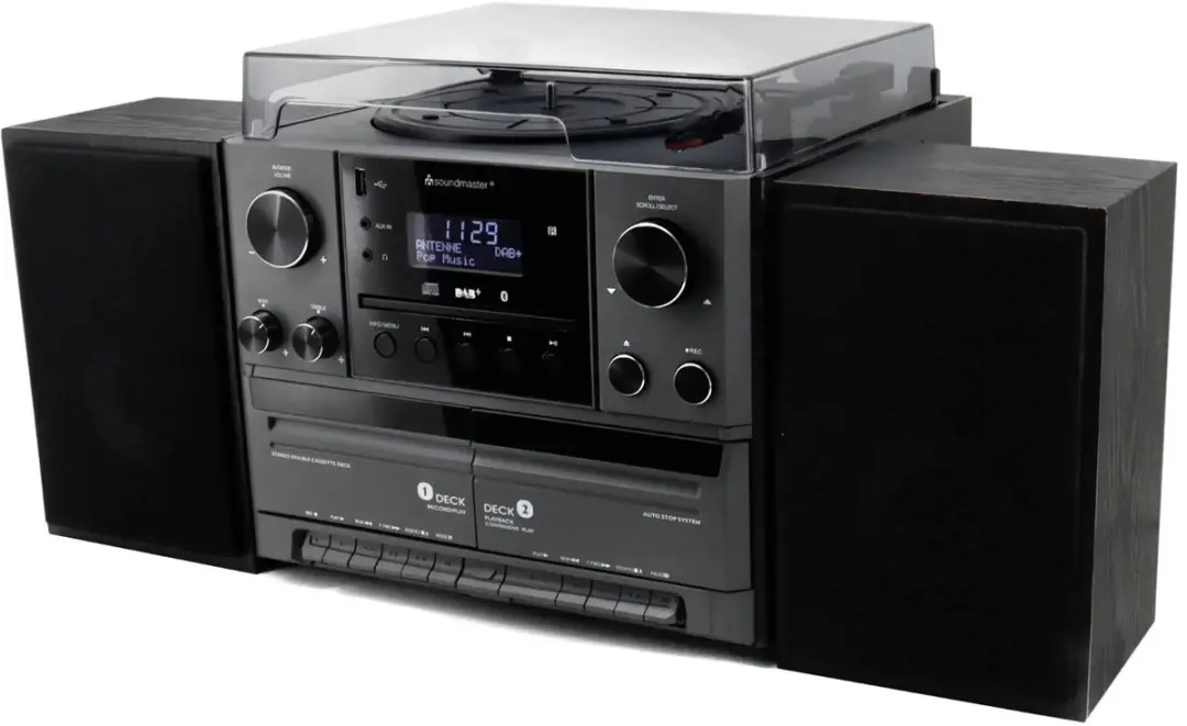 Soundmaster MCD5600SW Muziekcenter - Platenspeler, Bluetooth, CD, Cassette, USB, DAB+ - Zwart