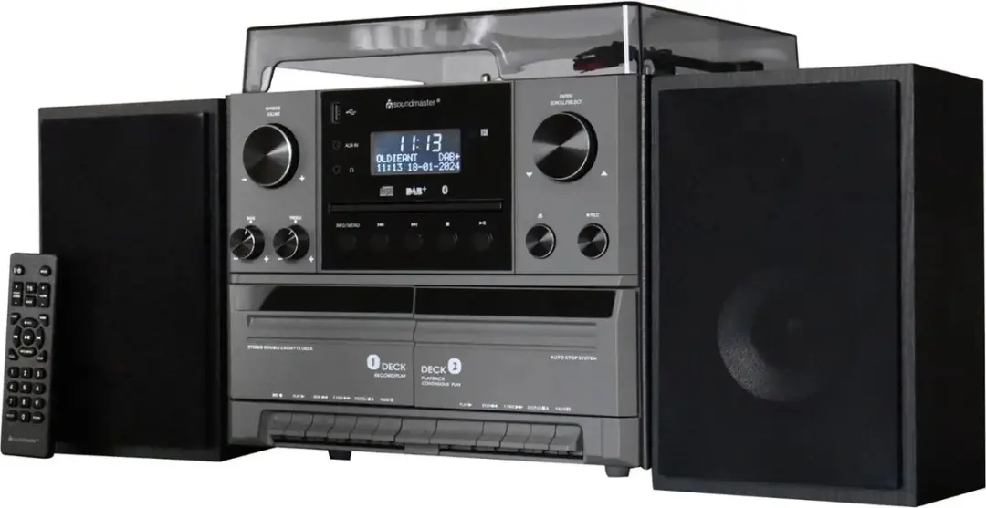 Soundmaster MCD5600SW Muziekcenter - Platenspeler, Bluetooth, CD, Cassette, USB, DAB+ - Zwart