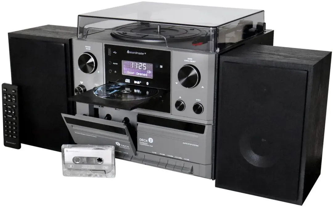 Soundmaster MCD5600SW Muziekcenter - Platenspeler, Bluetooth, CD, Cassette, USB, DAB+ - Zwart