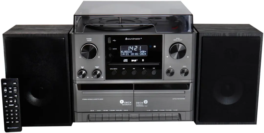 Soundmaster MCD5600SW Muziekcenter - Platenspeler, Bluetooth, CD, Cassette, USB, DAB+ - Zwart - afbeelding 6 van 6