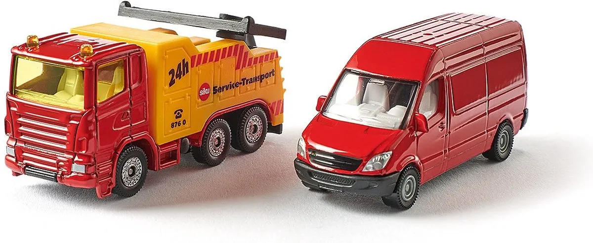 SIKU 1667 Afsleepwagen met Personenauto - Rood/Geel