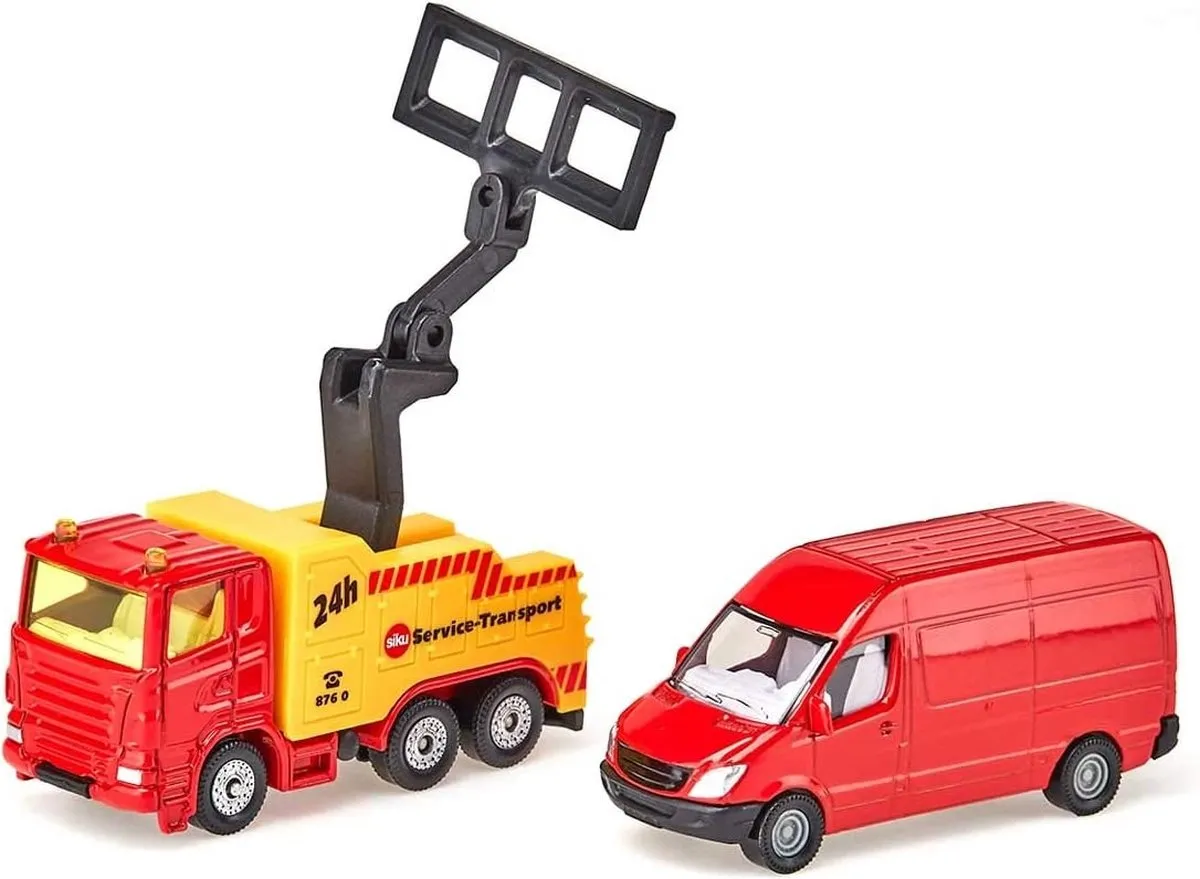 SIKU 1667 Afsleepwagen met Personenauto - Rood/Geel
