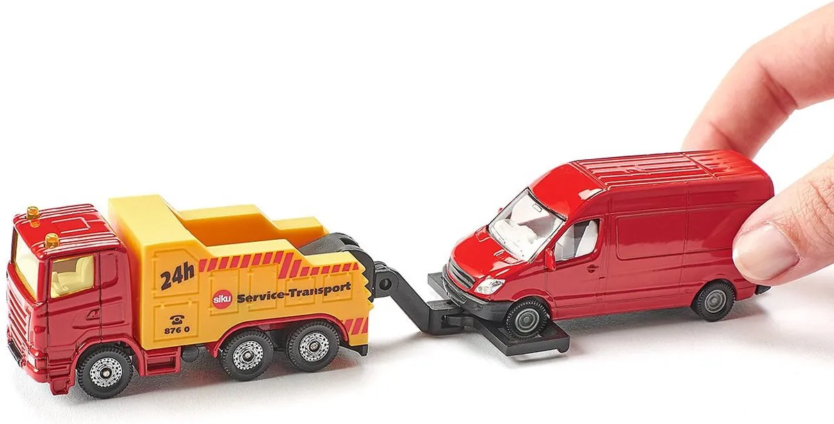 SIKU 1667 Afsleepwagen met Personenauto - Rood/Geel