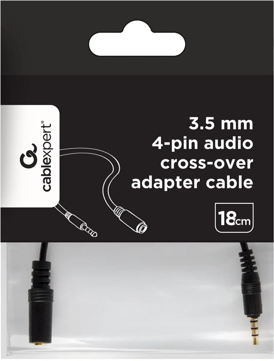 Cablexpert CCA-419 Adapterkabel 3,5mm 4-pins - Zwart - afbeelding 2 van 6