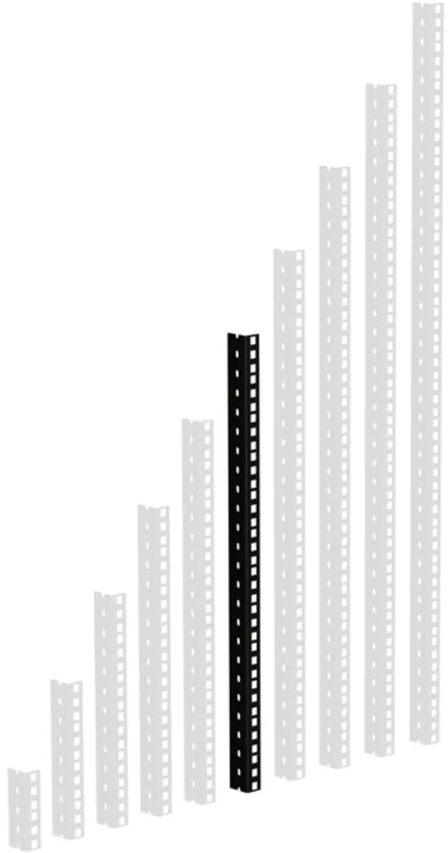 Adam Hall 61535B12 Rackrail, zwart geperforeerde gaten, 12HE