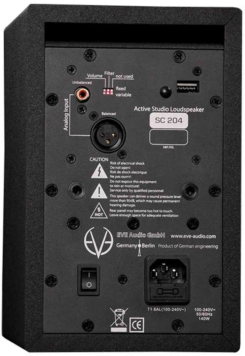 EVE Audio SC204 Studiomonitor - 2x 4" Woofer 1" Tweeter - Zwart