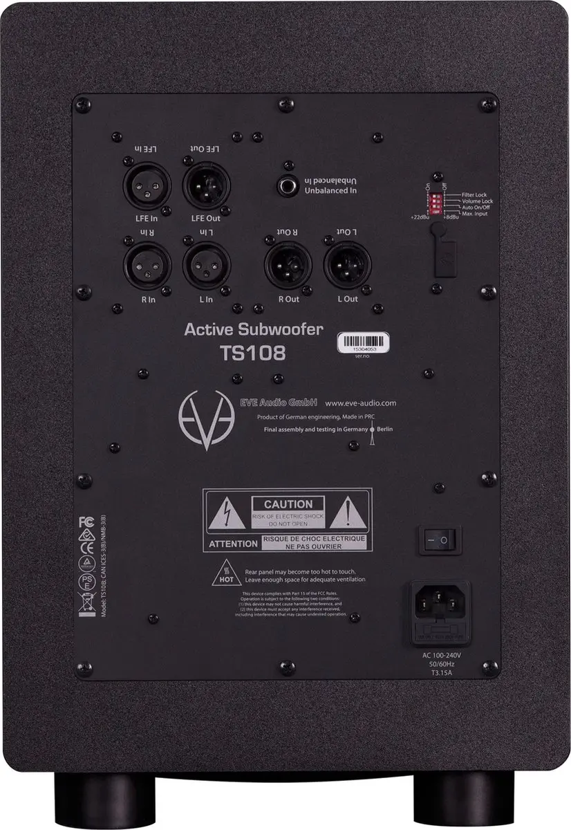 EVE audio TS108 Subwoofer - 150W - 8" - Zwart