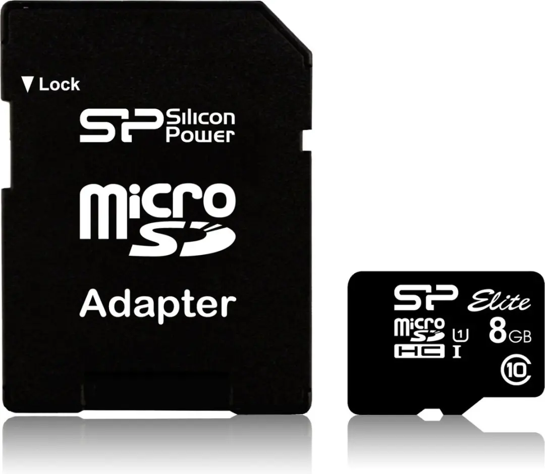 Micro SD Memory Card with Adaptor Silicon Power SP008GBSTHBU1V10SP