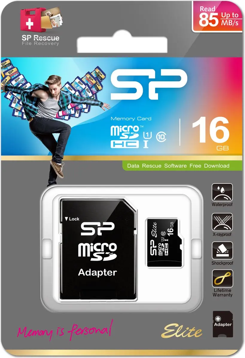 Silicon Power Elite MicroSDHC 16GB UHS-I - Zwart